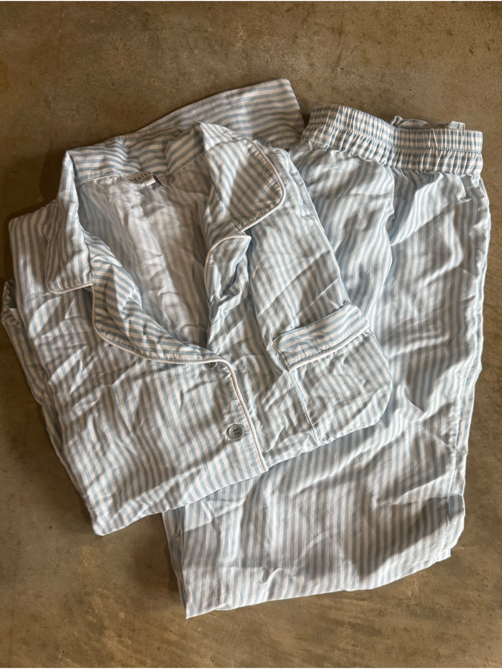 Ettitude Light Blue and White Striped Men’s Pajama Pants Set